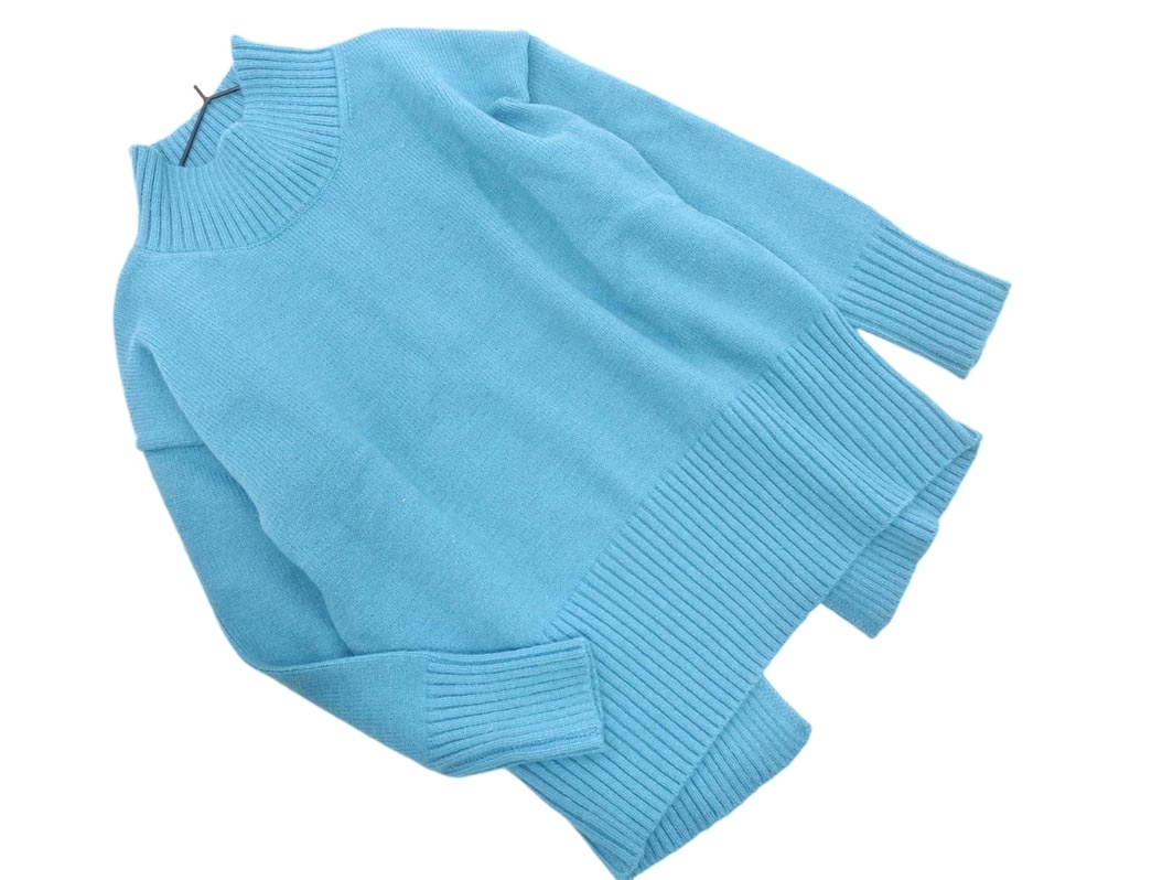 新品 a.v.v アーヴェヴェ モックネック スリット ニット セーター sizeS/青緑 ◇■ ☆ fjd1 レディース拍卖