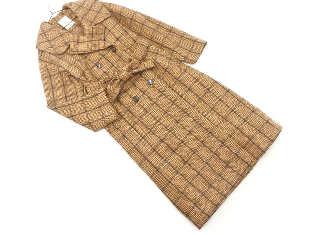 FREE’S MART フリーズマート チェック ダブルボタン ロング コート sizeS/茶 ◇■ ☆ fjd1 レディース拍卖