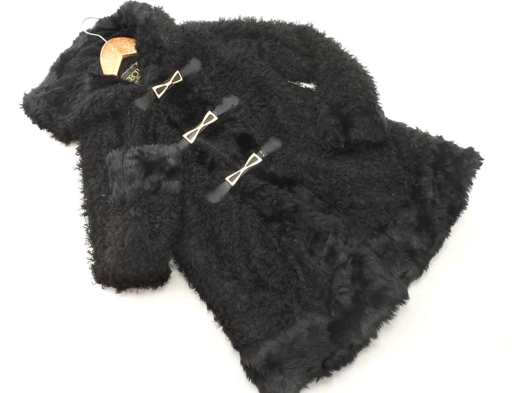 CECIL McBEE セシルマクビー 裏ボア フェイクファー リボン フーディー コート sizeM/黒 ◇■ ☆ fjd1 レディース拍卖