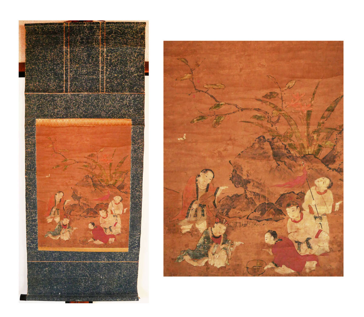 【真作】掛軸『 古画 李朝 唐人物図 』明代 古文書 中国唐物唐画 李氏朝鮮 韓国拍卖