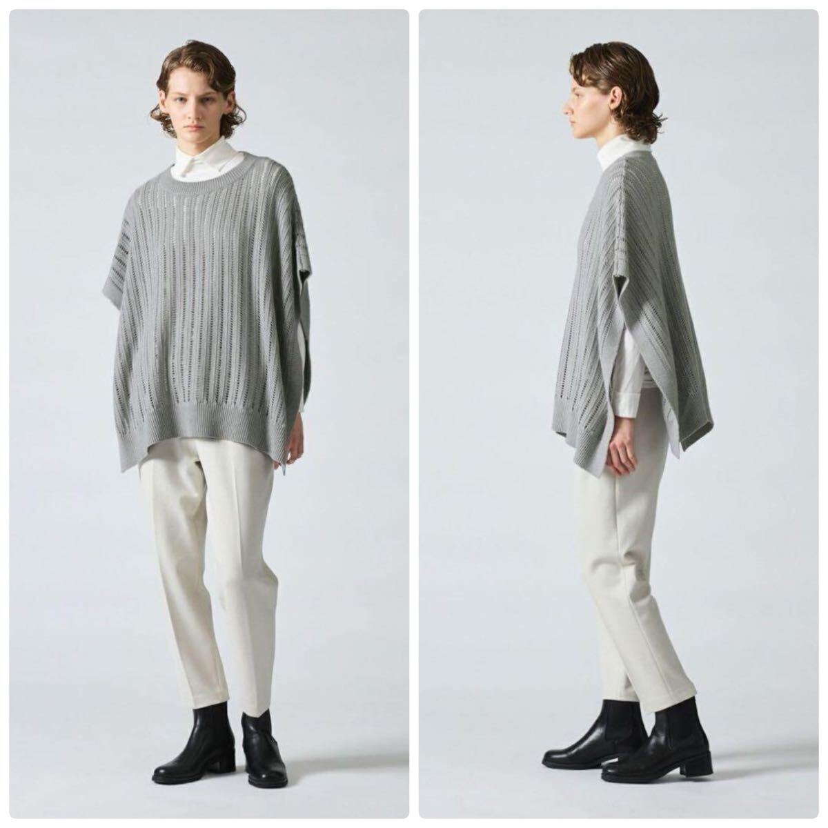 mizuiro ind ミズイロインド☆ワイドケーププルオーバー F グレー ポンチョ ニット拍卖