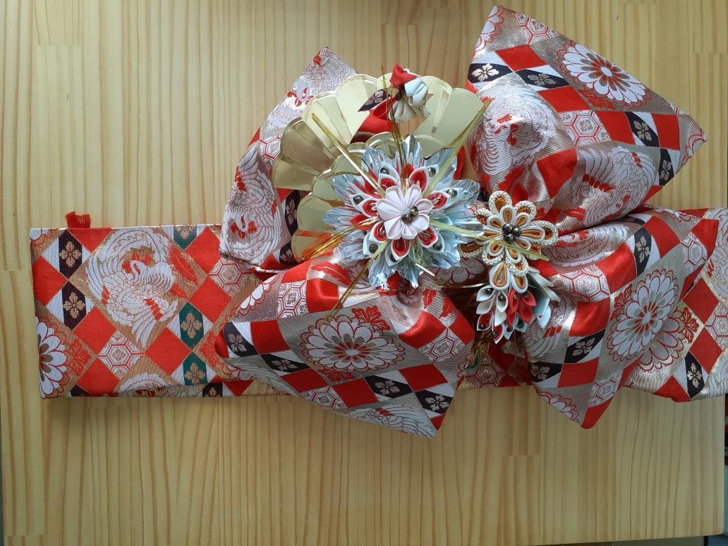 七五三 子供用結び帯 花飾り付き 女の子拍卖