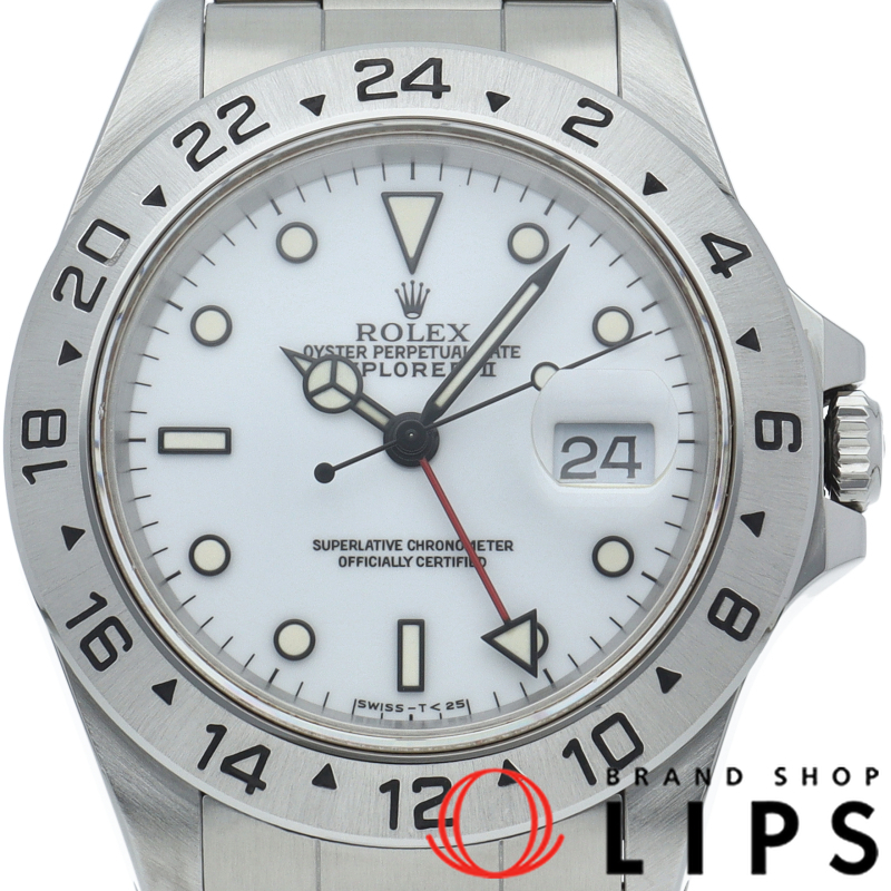 ロレックス エクスプローラー2 トリチウム シングルバックル 16570(N) 箱 保証書 SS メンズ時計 ホワイト 仕上げ済拍卖