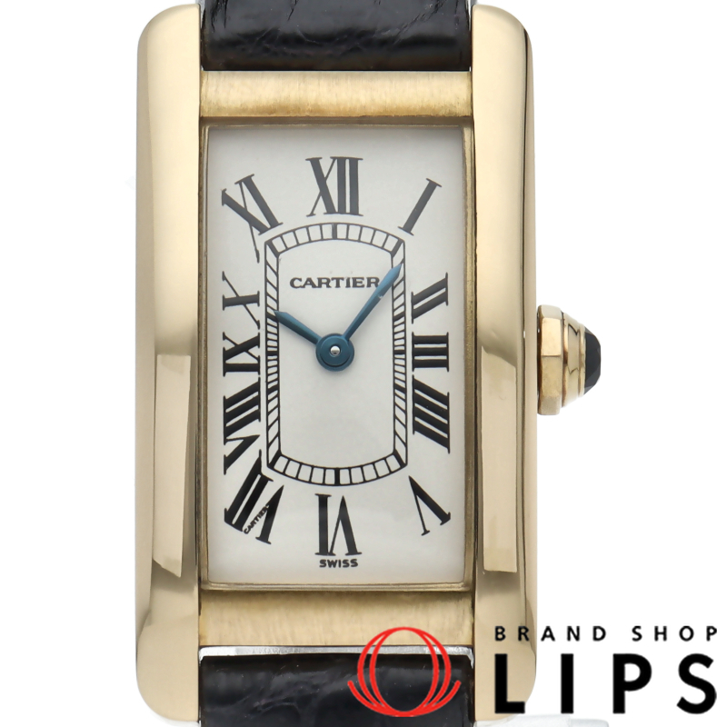 カルティエ タンクアメリカンSM ウォッチ W2601556 K18YG/革 レディース時計 シルバー 仕上げ済 美品 中古拍卖