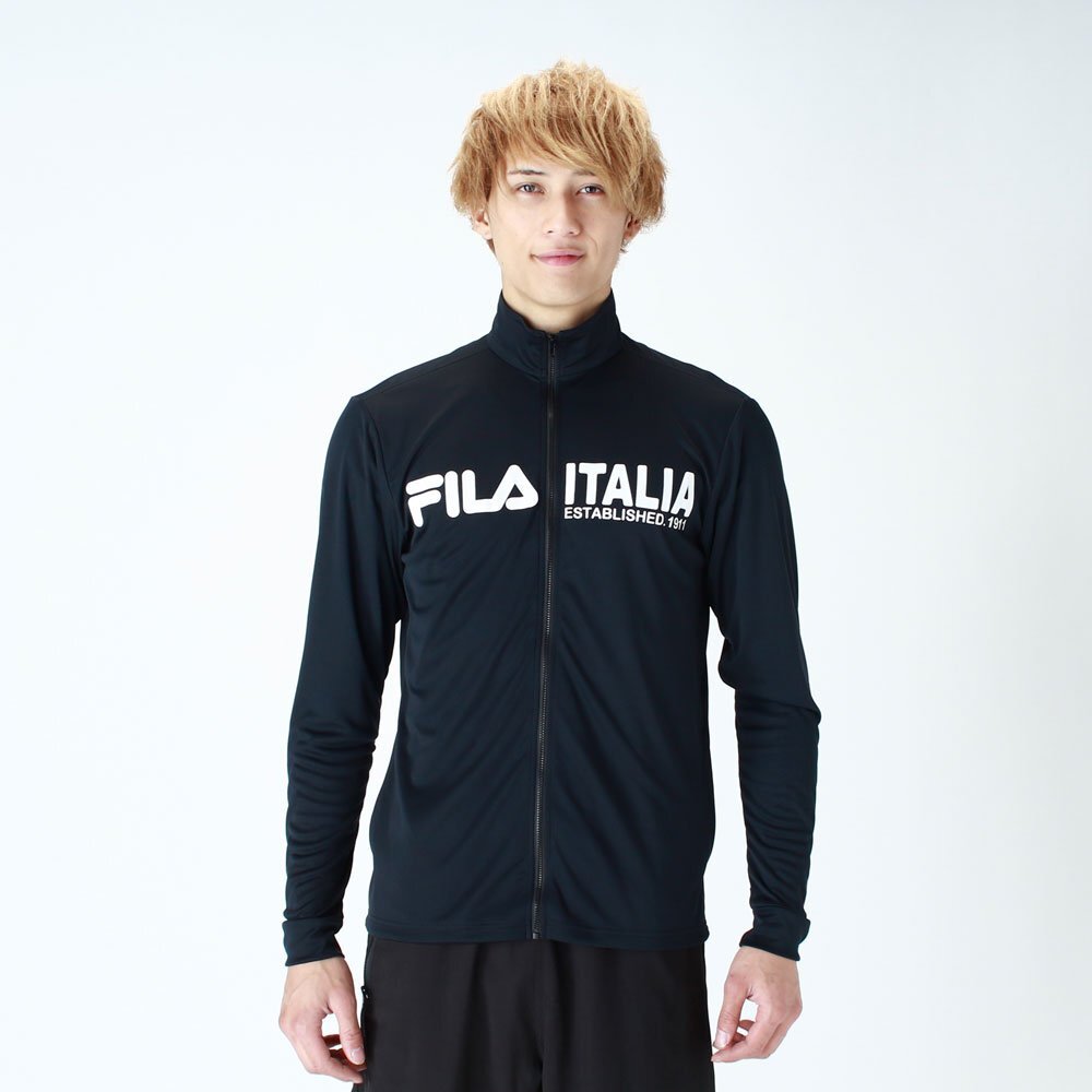 668837-FILA/メンズ 長袖 フルジップ ラッシュガード スタンドカラー アクアシャツ/M拍卖