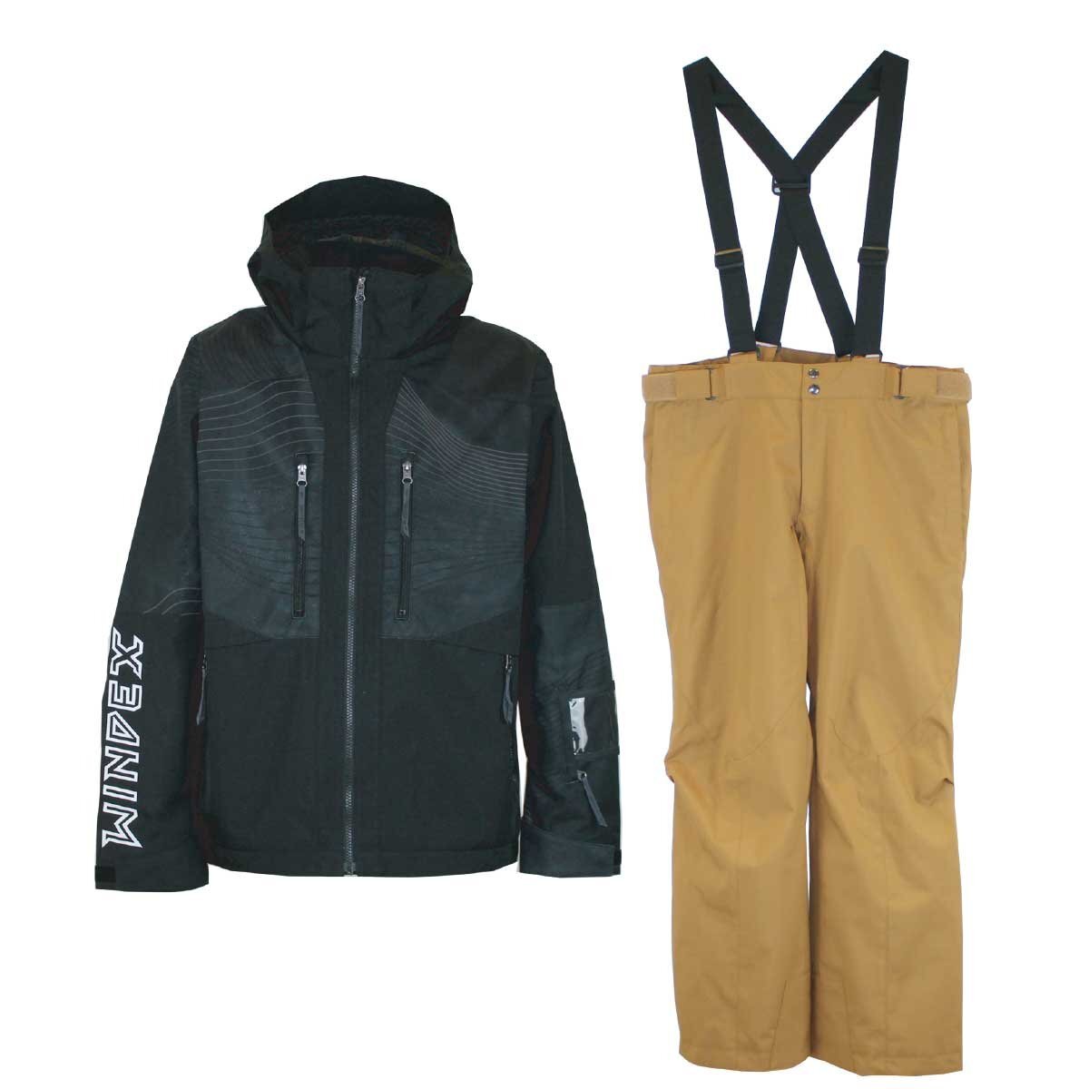 1444444-WINDEX/メンズ レディース スキースーツ スキーウェア 上下セット 耐水圧10000mm/LL拍卖