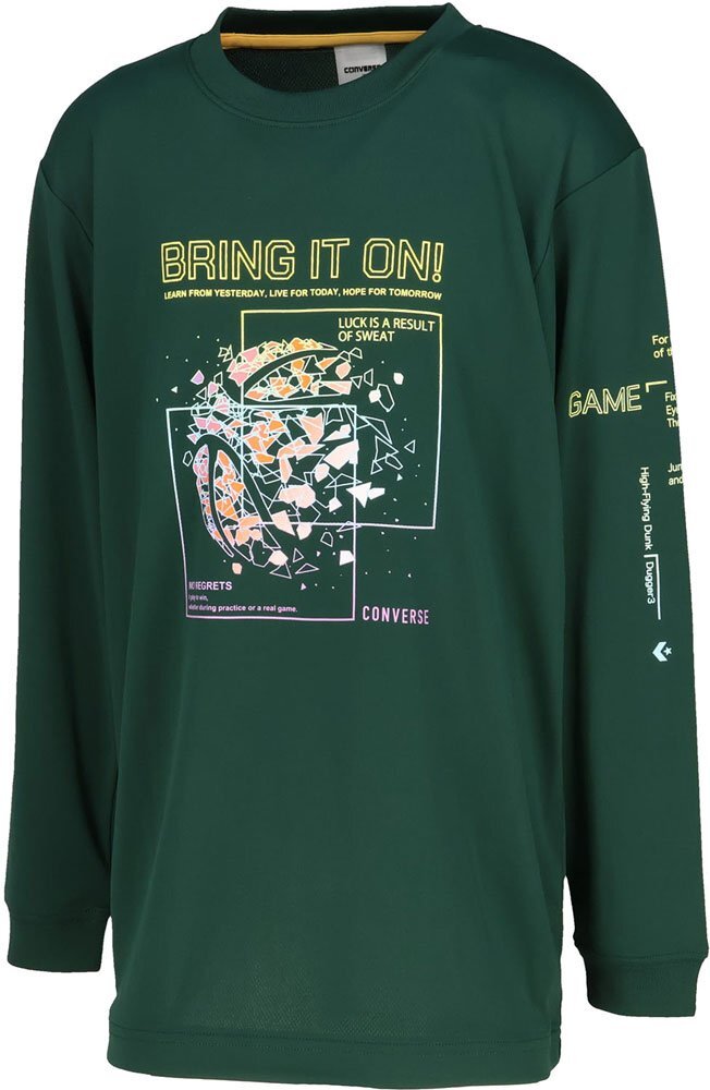 1760093-CONVERSE/Jr.プリントロングスリーブ ジュニア 長袖Tシャツ ロンT バスケットボール/160拍卖