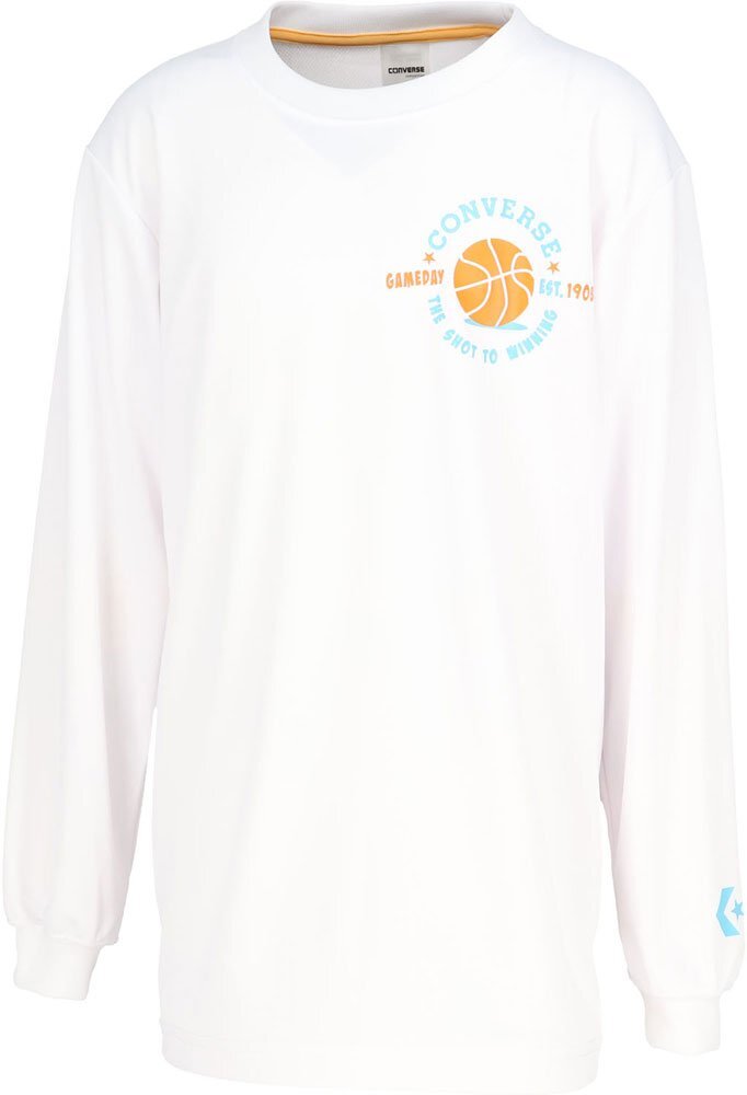 1760167-CONVERSE/Jr.プリントロングスリーブ ジュニア 長袖Tシャツ ロンT バスケットボール/140拍卖