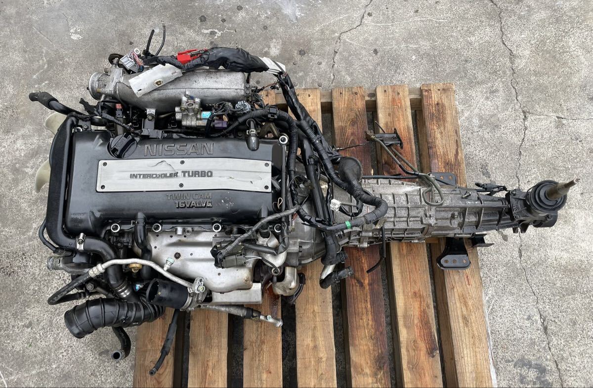 希少 日産 S14/S15 シルビア SR20DET 後期 6速 ターボ エンジン本体 ハーネス コンピュータ ミッション 40000km 動作確認済み!拍卖