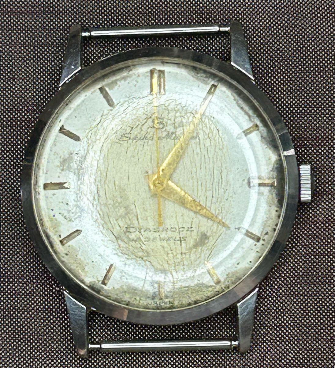 SEIKO marvel diashock 25JEWELS 3針 手巻き レア品 リューズにS 本体のみ 傷みあり拍卖