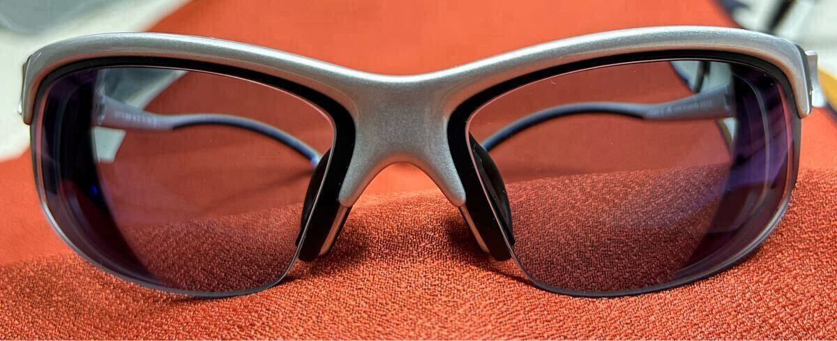 【度付き】adidas サングラス adi zero S シルバー ハーフリム セルフレーム オーストリア製 Sサイズ 強度近視 ケース付 used拍卖