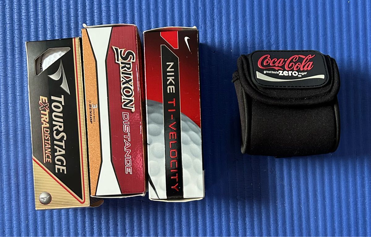 コカコーラゴルフボールミニポーチ&未使用ゴルフボール 3種類9個 セットで拍卖