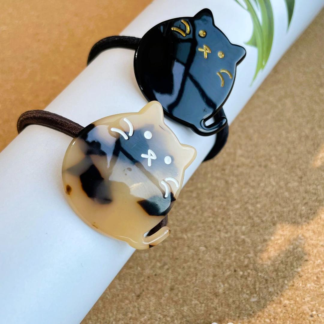 マーブル 猫 ヘアゴム 2種類 セット まとめ売り ヘア アクセサリー ネコ拍卖