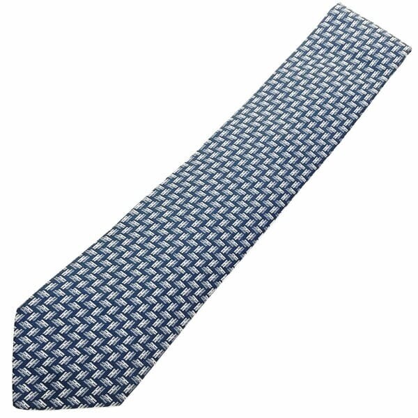 15907 エルメス ネクタイ ドゥブルH シルクツイルタイ シルク100% ブルー系 青系 658838T HERMES拍卖