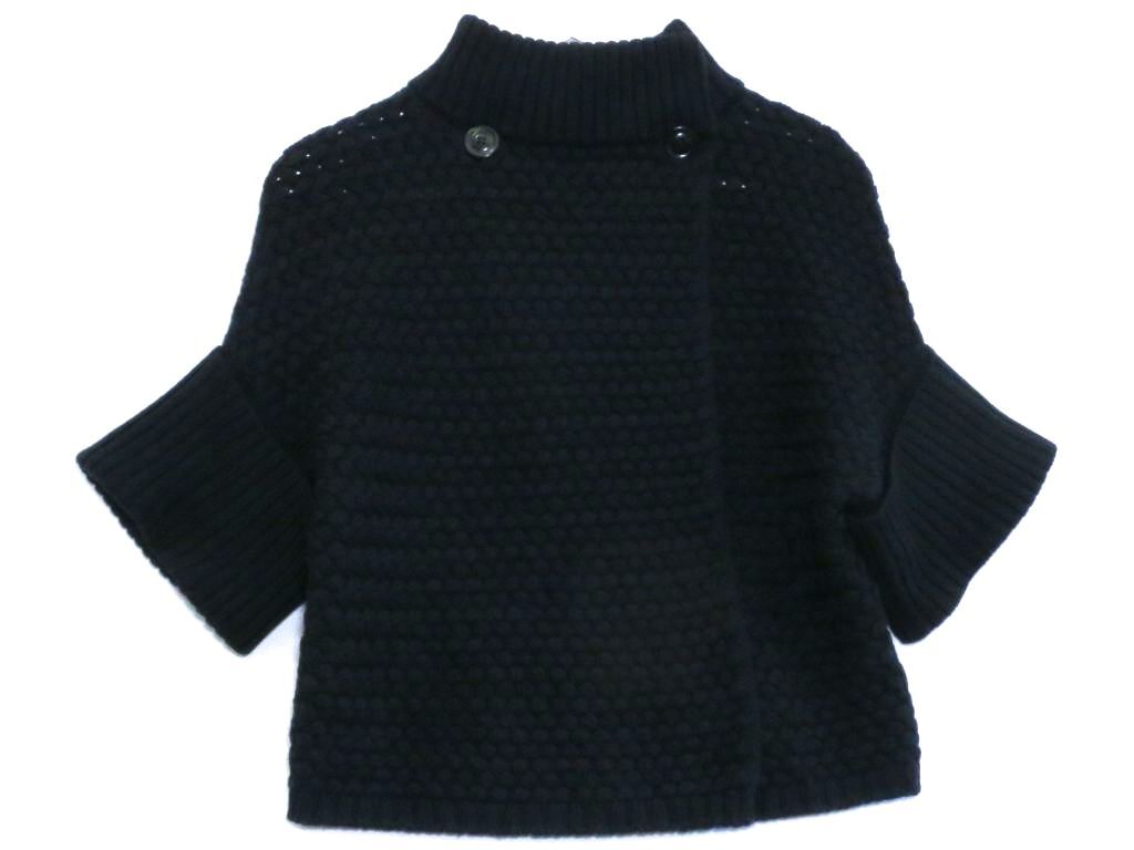 マックスマーラ MAX MARA STUDIO ローゲージ ニット デザインポンチョ ケープ ・S ネイビー kz5018226415拍卖