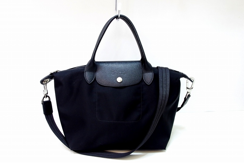 ロンシャン LONGCHAMP Le Pliage プリアージュ ナイロン×レザー トートバッグ ストラップ付 15125780 ブラック kz5018226534拍卖
