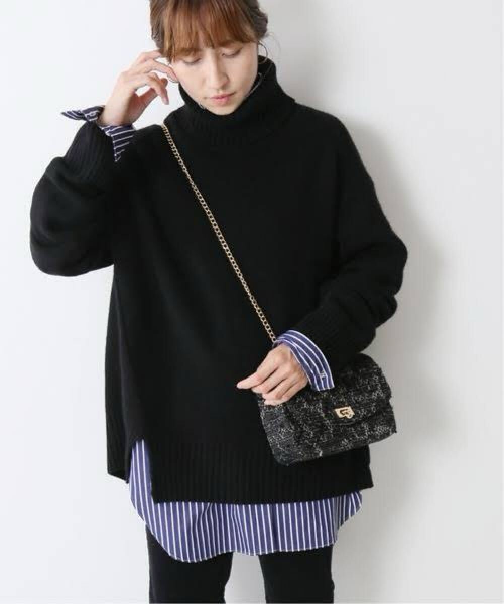 【定価18700円】FRAMeWORK フレームワーク ウールカシミヤ タートルロングプルオーバー ブラック拍卖