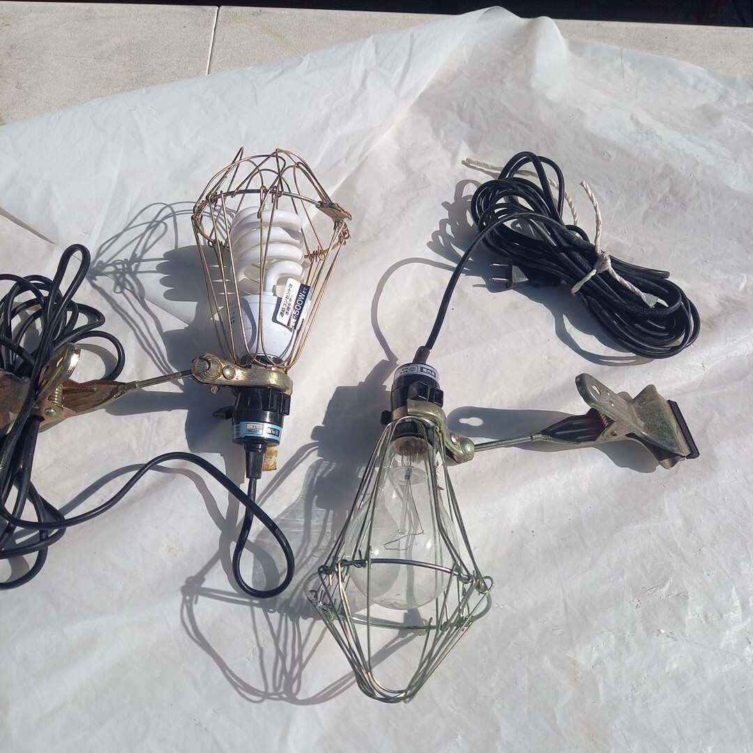 照明 クリップライト ライト 投光器 作業灯 二点 まとめて どちらも点灯しました 大工 建築 工事拍卖