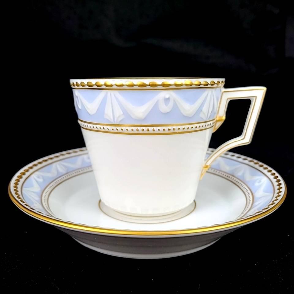 ♪美品♪KPMベルリン ベルリン王立磁器製陶所 クアランド KURAND ブルー リボンカーテン ゴールドデコレーション カップ&ソーサー 1客拍卖