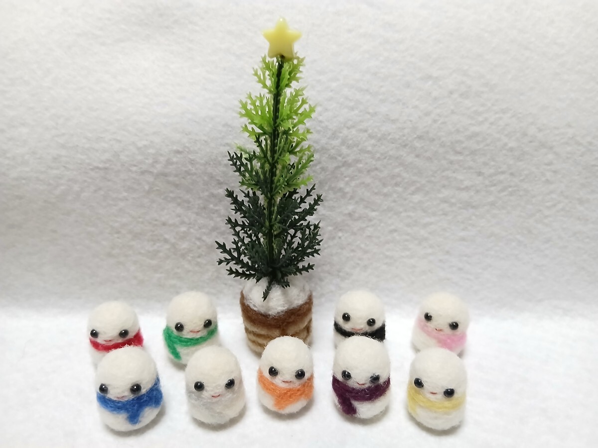 羊毛フェルト ハンドメイド ミニチュア オブジェ 飾り クリスマス ツリー 雪だるま セット スノーマン snow man ドールハウス 拍卖