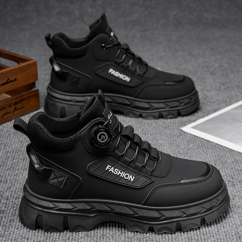 新品★メンズショートブーツ ワークブーツ エンジニアブーツ 編み上げ 軽量 防水 厚底ブーツ 冬靴 レースアップブーツ ブラック26.5cm拍卖