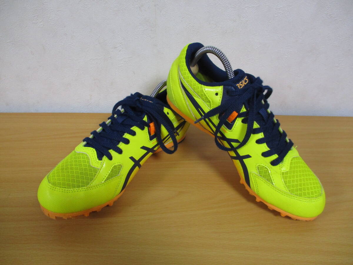 アシックス★陸上競技用<スパイク・シューズ>★24.5cm イエロー・紺拍卖