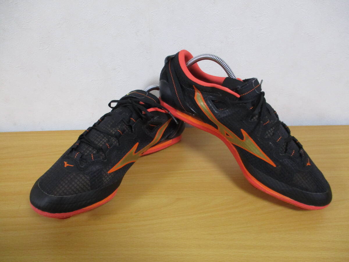 ミズノ★陸上競技用<スパイク・シューズ>★27.5cm 黒・オレンジ・ゴールド拍卖