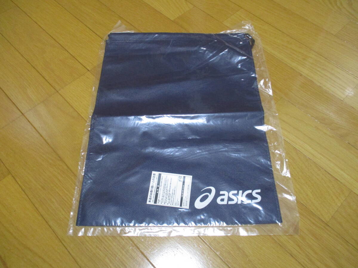 新品未開封!アシックス★スポーツ全般<シューズ入れ・巾着>★41X31cm 紺・白拍卖