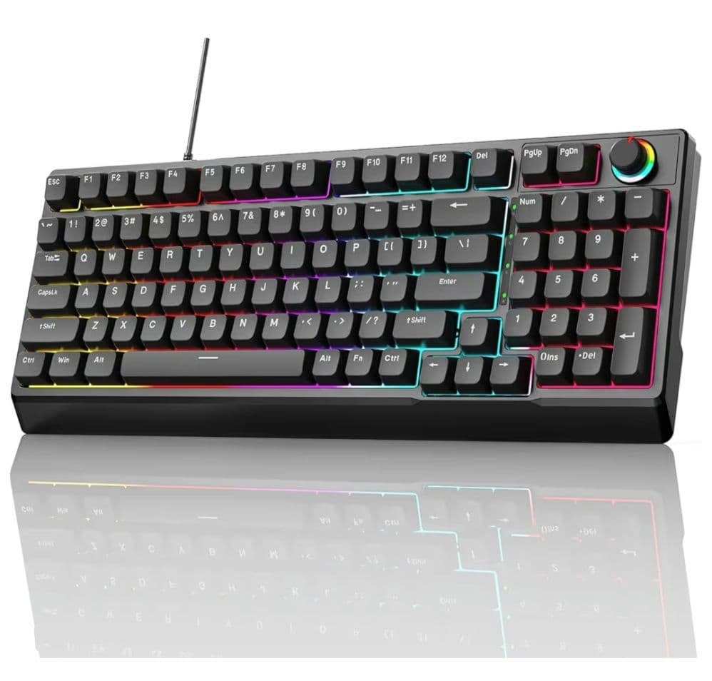 ゲーミングキーボード 赤軸 98 キー メカニカル LED バックライト付き拍卖