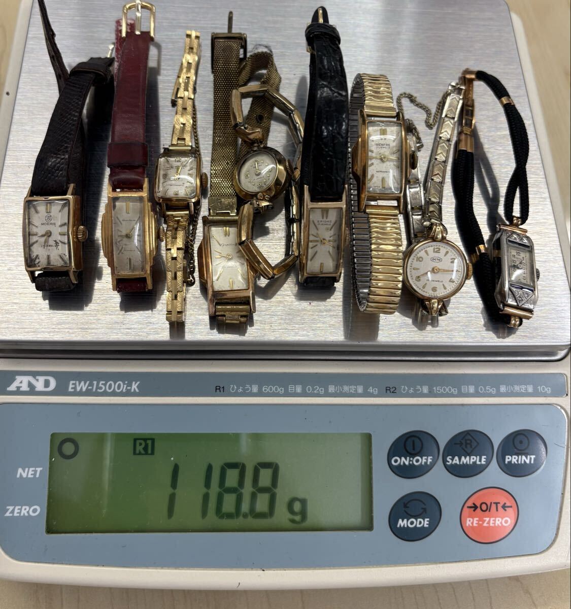 ■ヴィンテージ レディース手巻き腕時計・ケース K18-7個 / K14-1個 / プラチナ、ブレスK14使用-1個・合計9個まとめて■拍卖