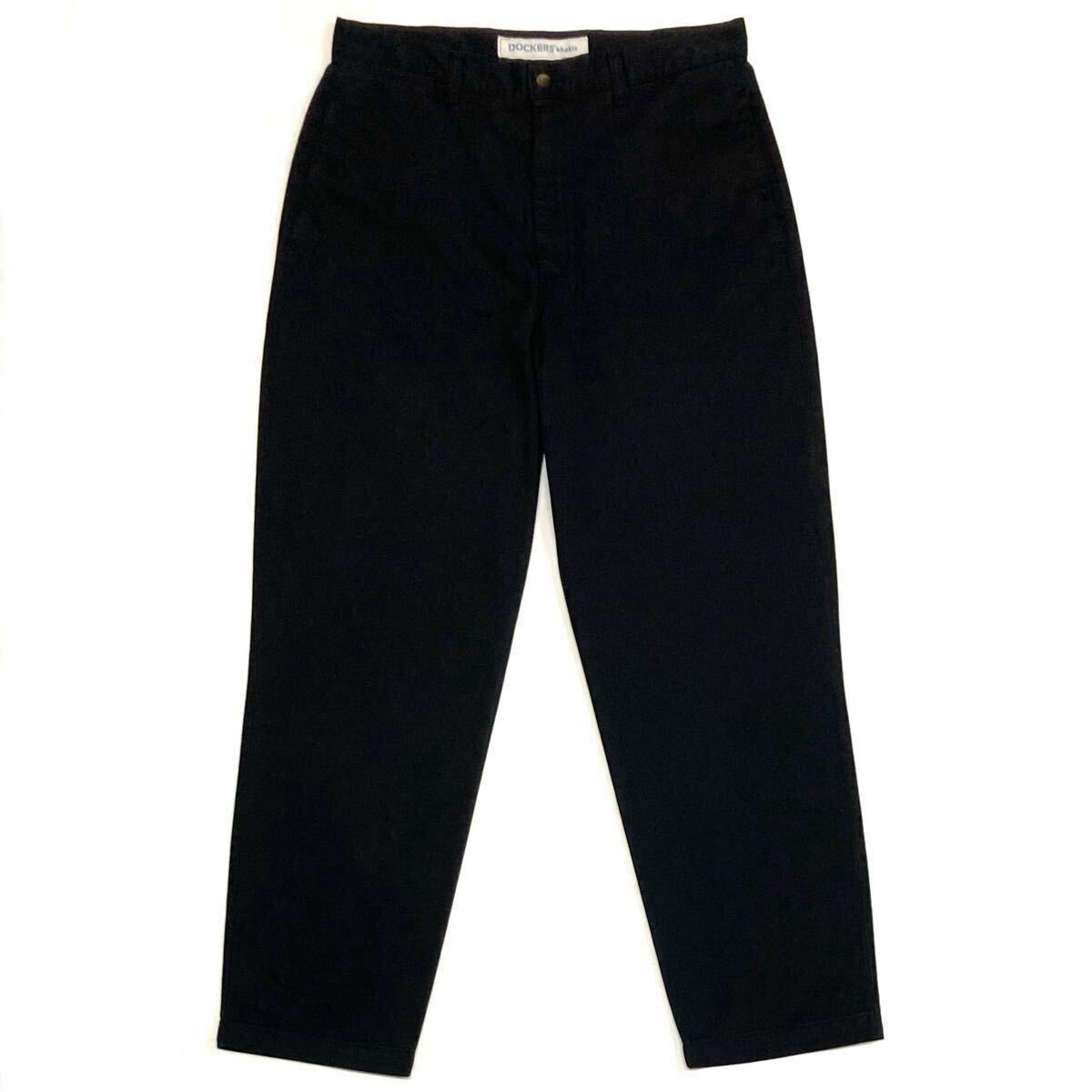 90s【DOCKERS】ブラック ワイド テーパード チノパンツ W36 L32 カナダ製 美品/ドッカーズ 黒 チノパン ワークパンツ USA製 Levis Dickies 拍卖