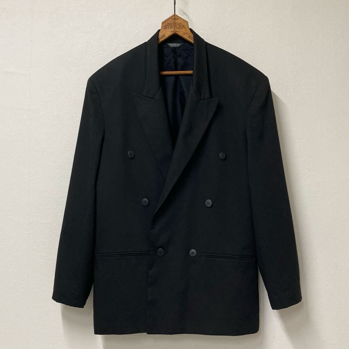 80s〜90s【CITY STREETS】レーヨン ダブルブレストジャケット size 36 ブラック アメリカ古着/シティストリーツ テーラード ダブル 黒拍卖