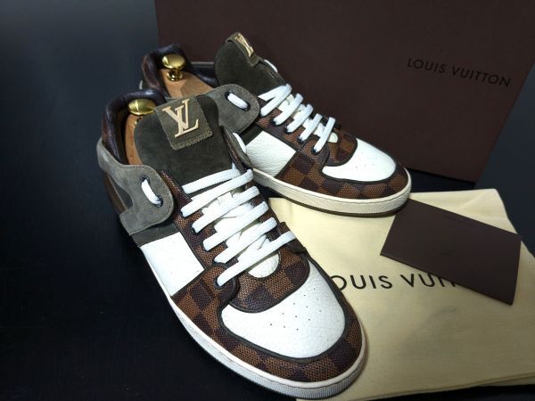 ヴィトン 7 LOUIS VUITTON ♯GO0181 ダミエデザイン ミドルカット コンビレザースニーカー996拍卖