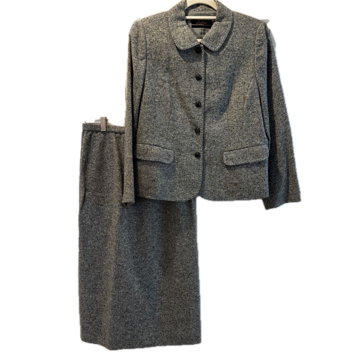 【Leilian】レリアン 13号 スカートスーツ セットアップ グレー拍卖