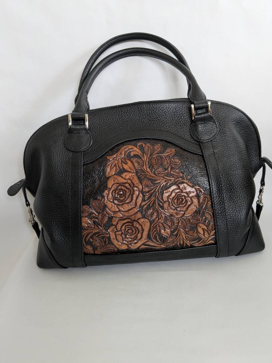ハンドバッグ 重厚感レザー ハンドメイド【訳アリ】拍卖