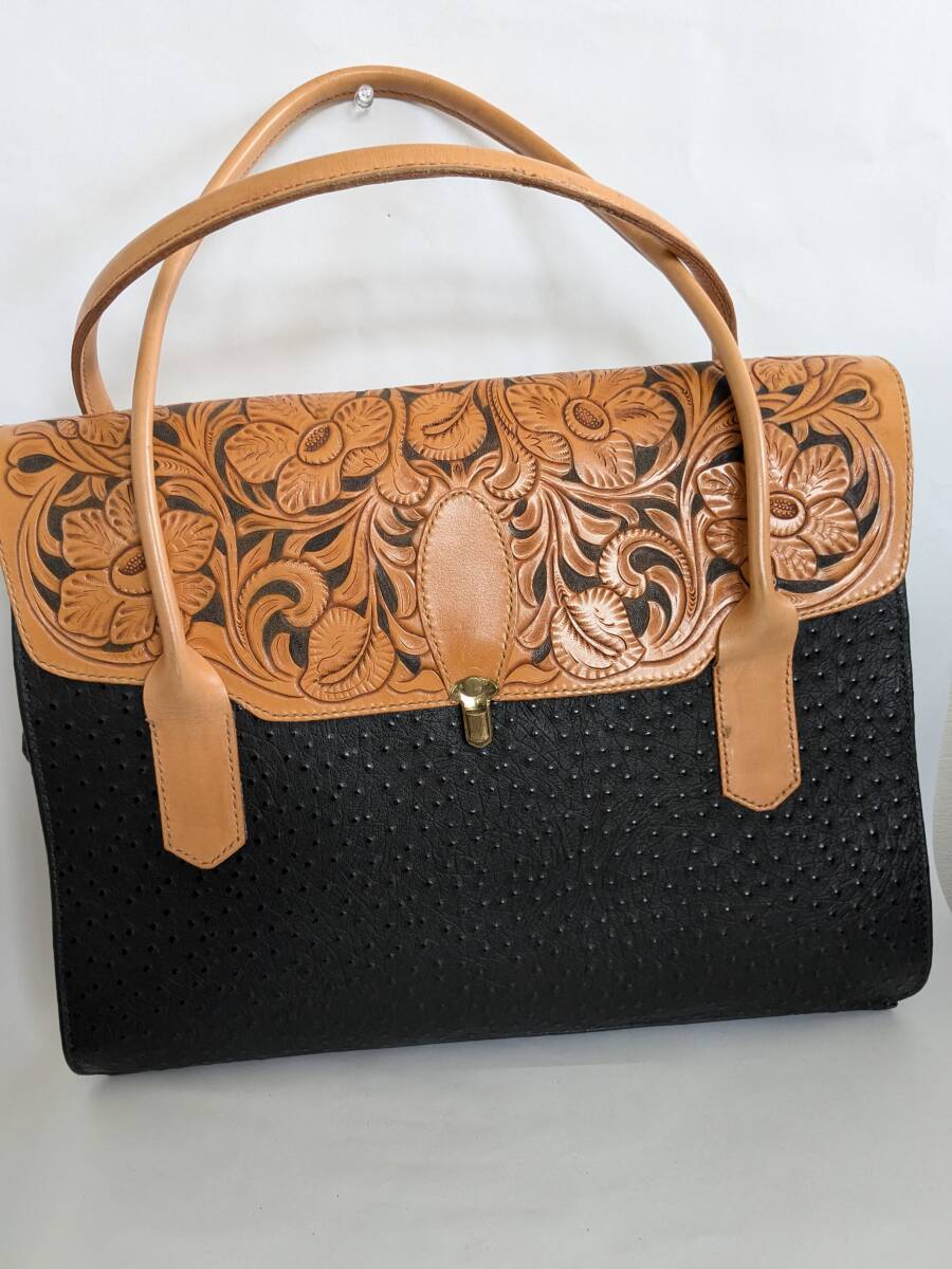 トートバッグ オーストリッチ ハンドメイド【訳アリ】拍卖