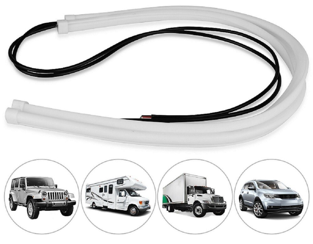 送料無料! 12V LED シリコンチューブ 60cm 白 ホワイト 2本セット 汎用品 カット可能 超薄型拍卖