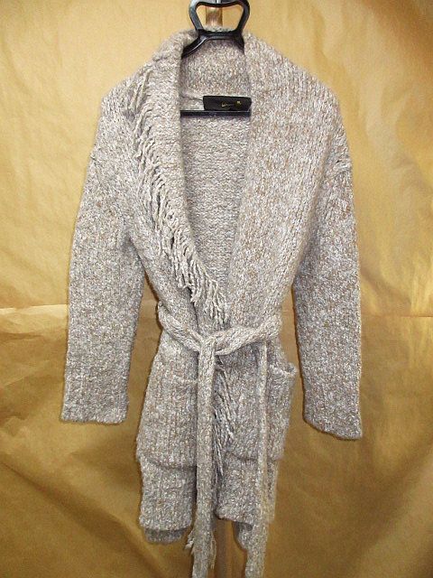 Drawer ドゥロワー 名作 アルパカ ウール ローゲージ フリンジ ニット ガウン コート 1拍卖