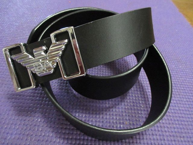EMPORIO ARMANI エンポリオ アルマーニ バックル レザー ベルト 黒 46 美品拍卖