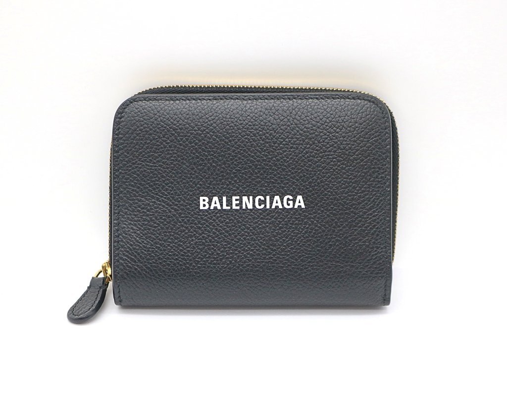 バレンシアガ エブリデイ レザー 二つ折り財布 650871 コンパクトウォレット ブラック BALENCIAGA z25-2881 中古品 z_b拍卖