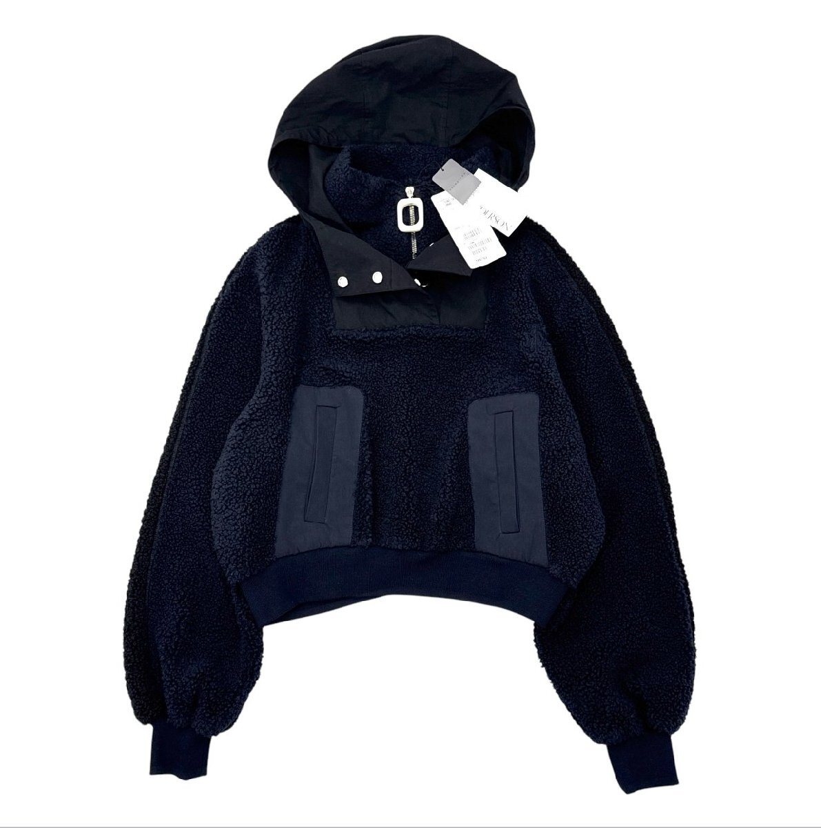 【タグ付・新品・定価66,000円】JW ANDERSON PULLER CROPPED HOODIE sizeS バイカラー ボア パーカー ジェイダブリューアンダーソン拍卖