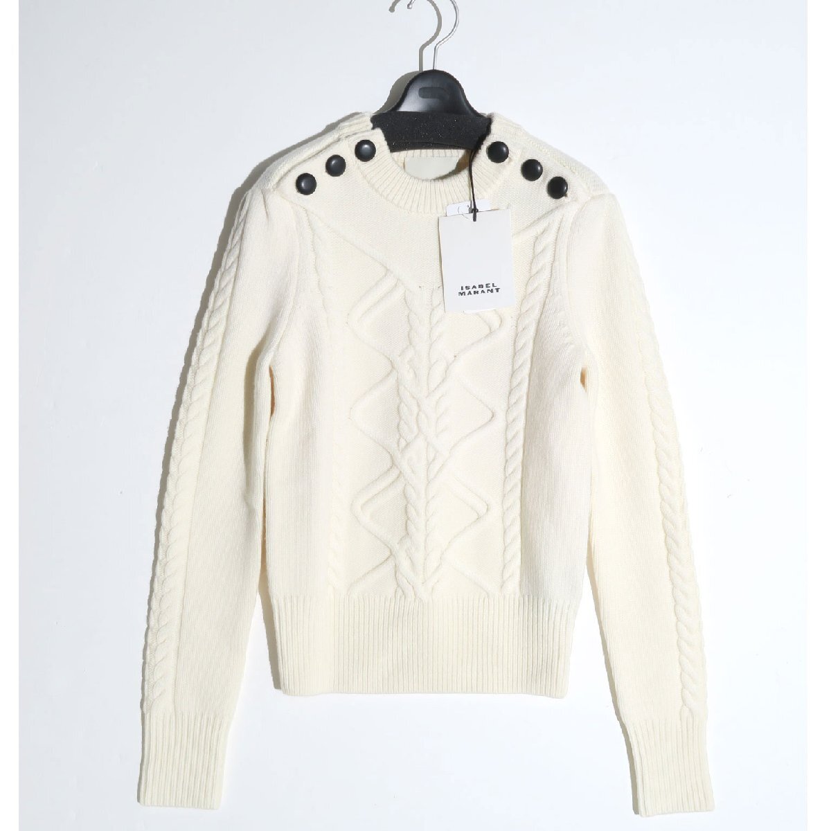 【タグ付・新品・定価139,700円】ISABEL MARANT DUSTIN KNIT size34 PU0342FA-A4L08I ウール ケーブルニット エクリュ拍卖