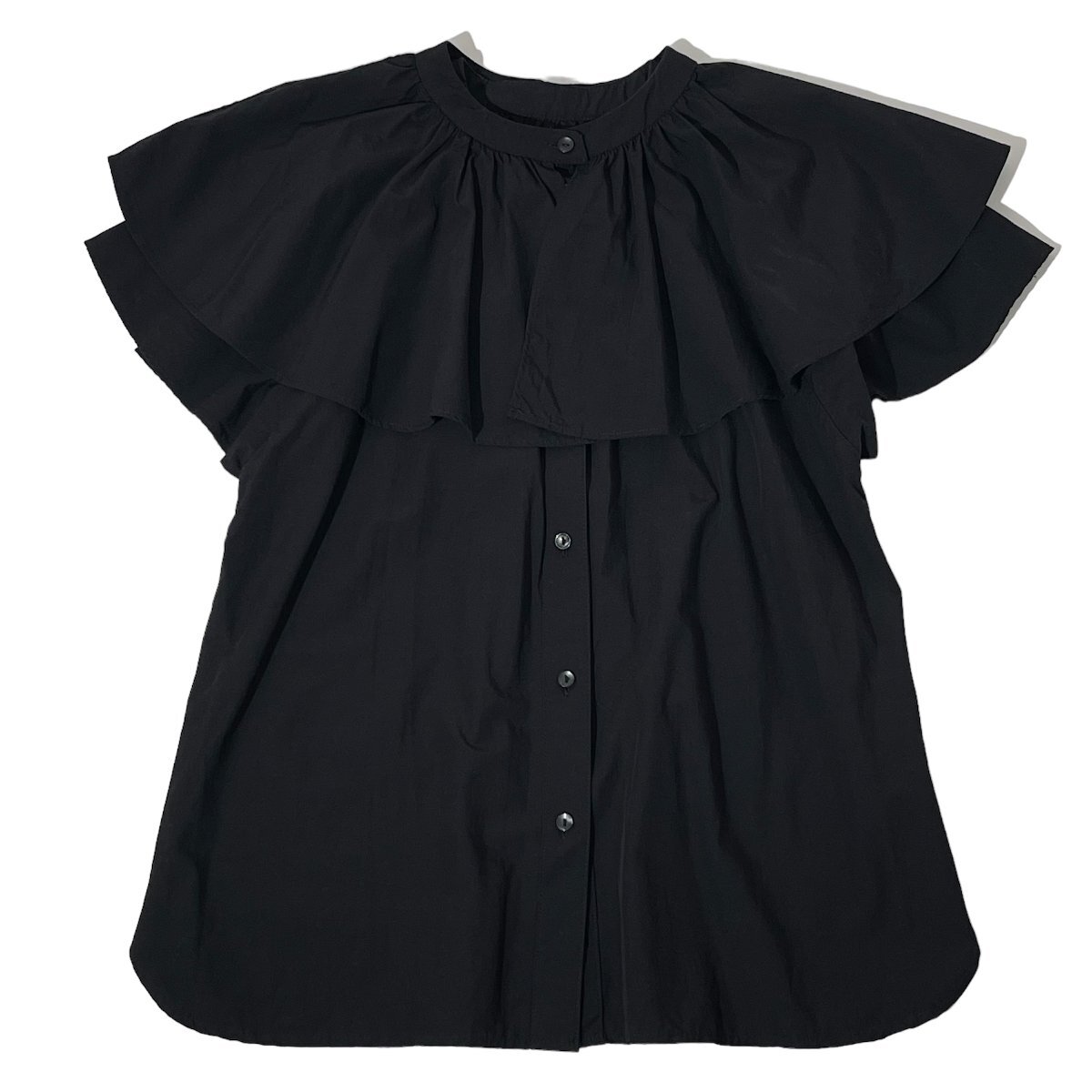 23AW LAGUNAMOON ラッフルカラーブラウス 定価13,200円 フリーサイズ ブラック 032340400401-03 ラグナムーン拍卖