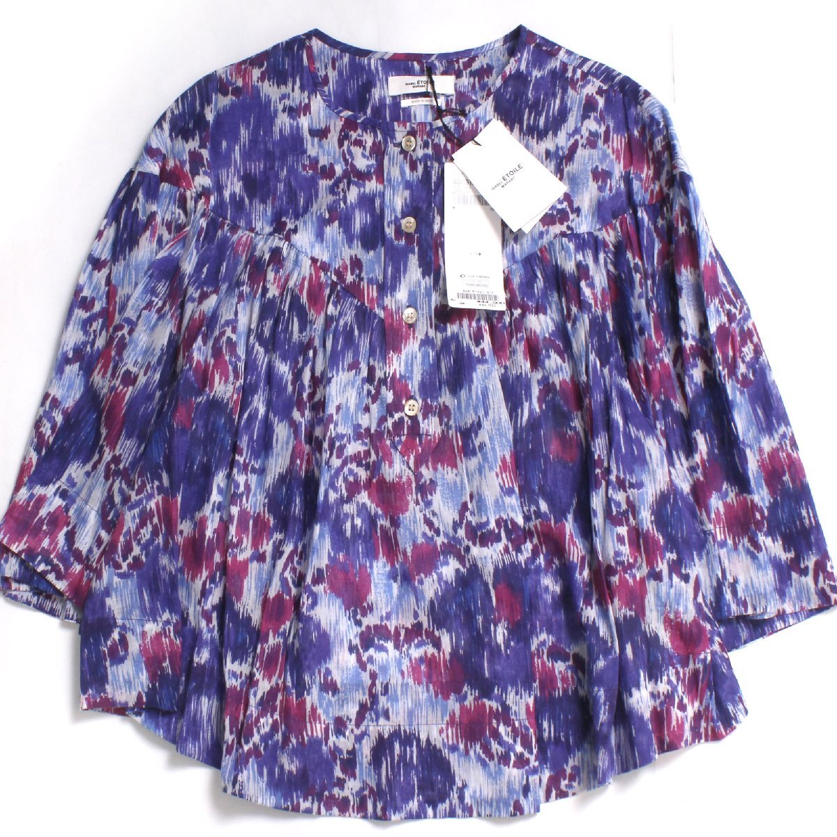 22ss【タグ付・新品・定価44,000円】ISABEL MARANT ETOILE MIRANDA TOP size34 BLUE 22PHT2236 イザベルマランエトワール シャツ ブラウス拍卖