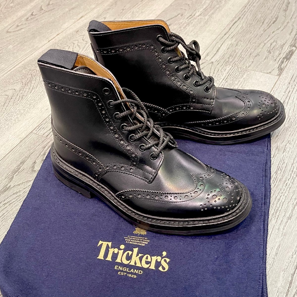 新品 Tricker's M2508 COUNTRY BOOT RIDGEWAY SOLE size6 F5 トリッカーズ リッジウェイソール ウイングチップ カントリーブーツ拍卖