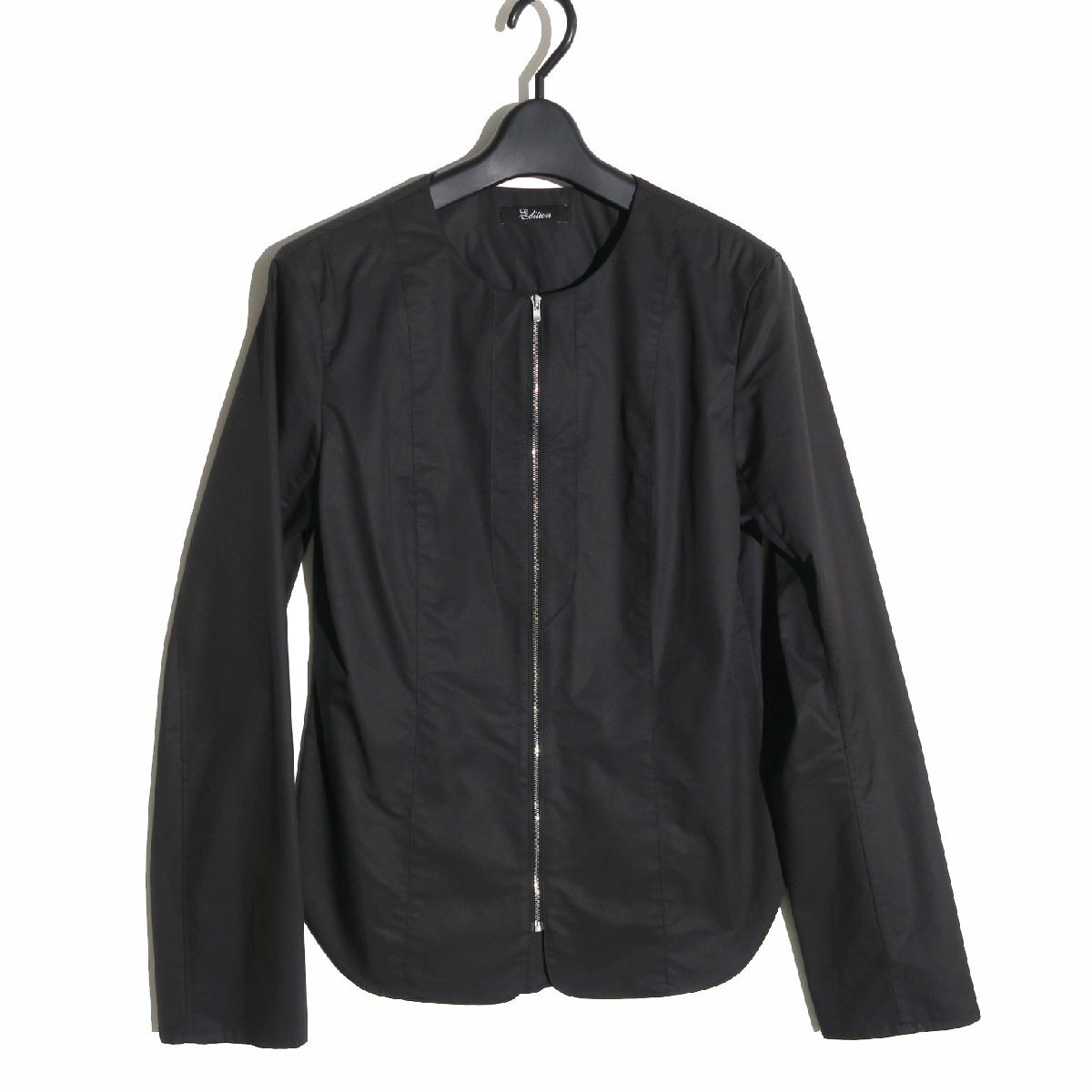 24AW Edition コンパクトツイル ジップシャツ 定価28,600円 ブラック size36 エディション ジップ付きブラウス 34014401003拍卖