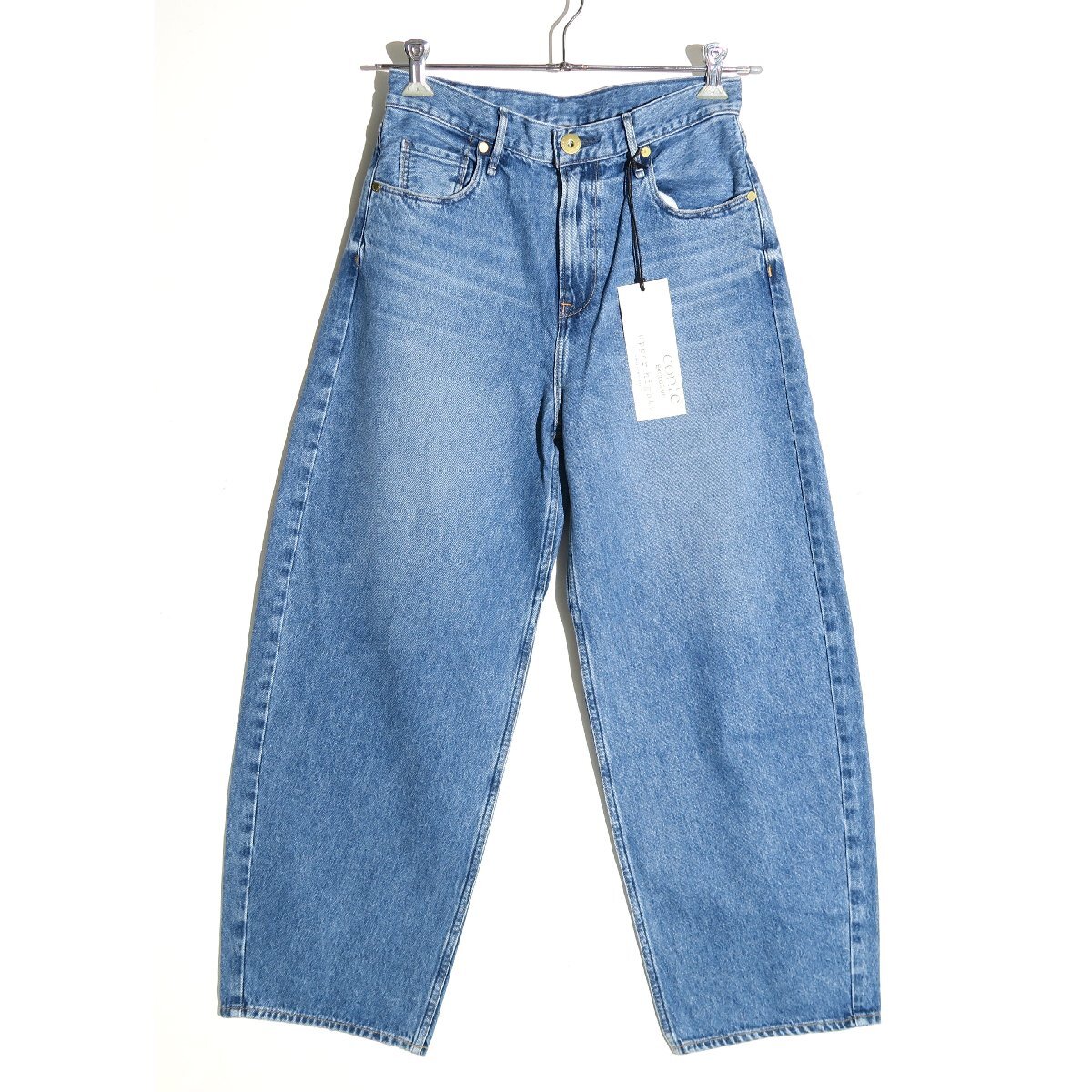 【別注】upper hights for conte デニムワイドパンツ DEUX 【新品・定価27,500円】size24 MID USED アッパーハイツ拍卖