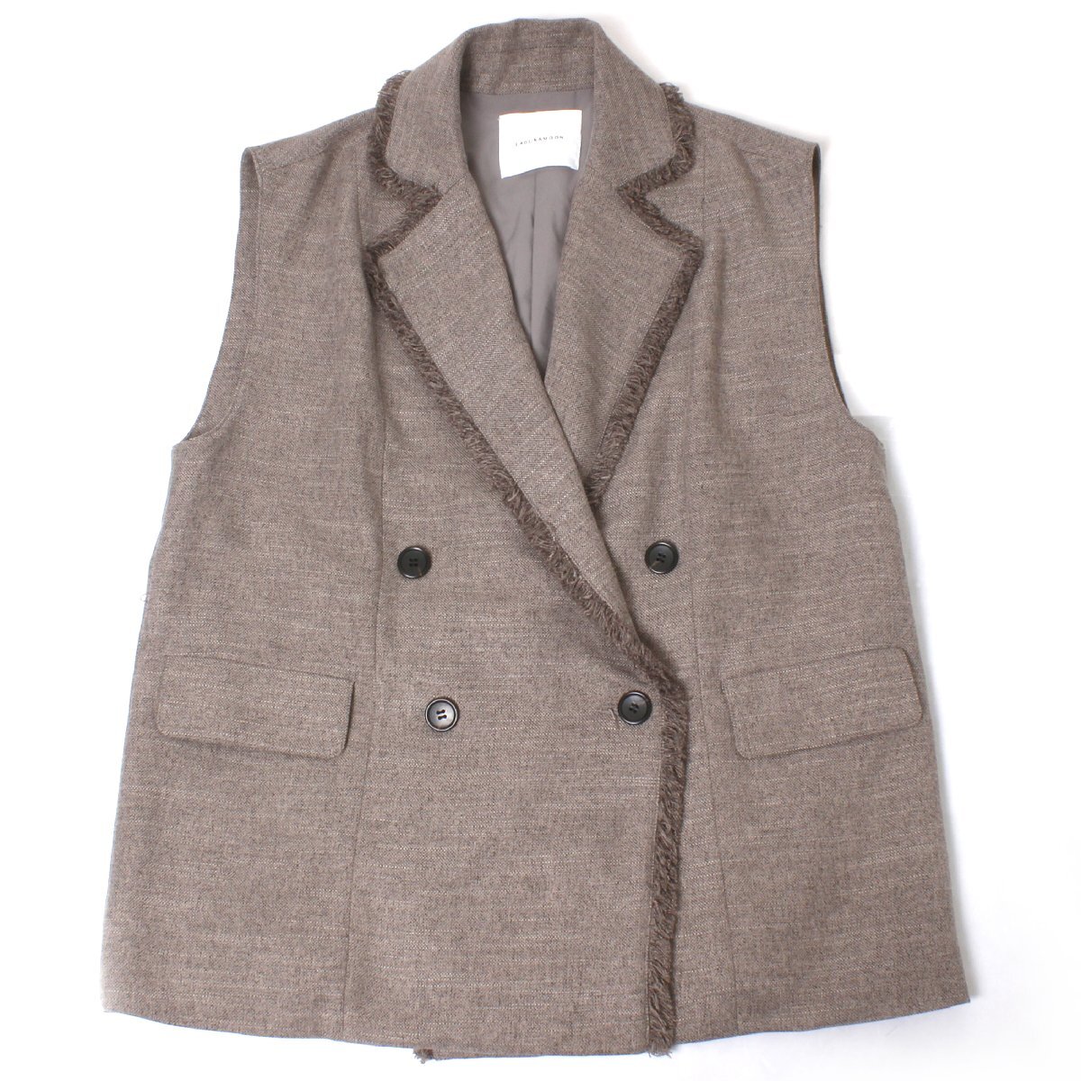 23AW LAGUNAMOON ツイードフリンジベスト 定価18,700円 フリーサイズ ブラウン 032350100301-01 ラグナムーン拍卖