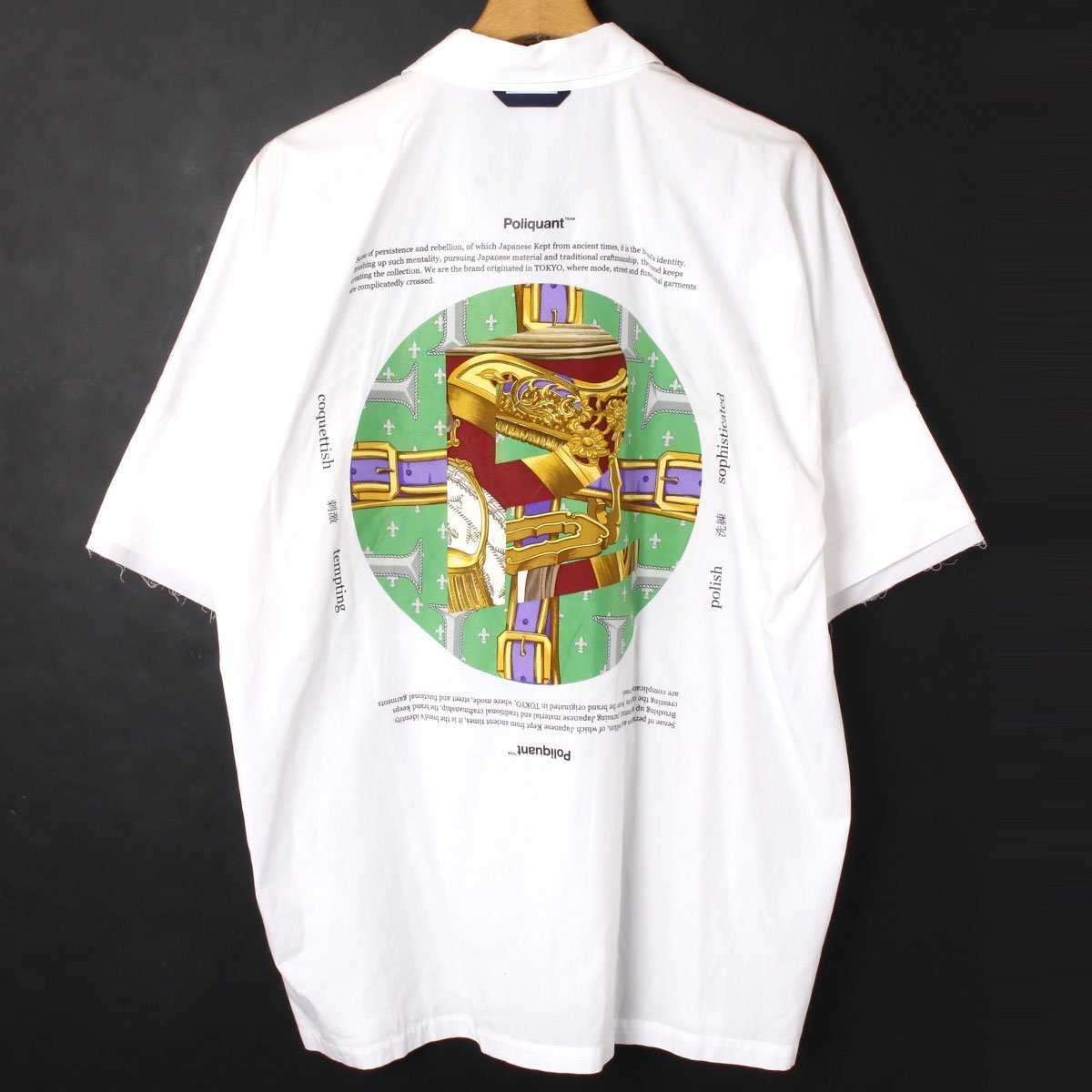 POLIQUANT VINTAGE SCARF S/S SHIRTS size2 ホワイト 2101035 ポリクアント ヴィンテージスカーフ プリント シャツ ショートスリーブ拍卖