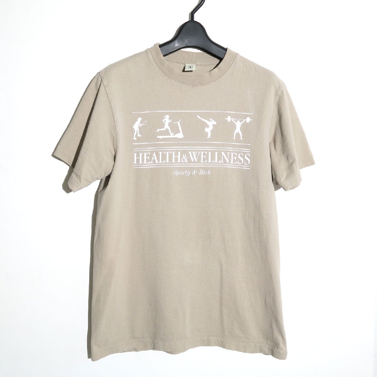 24ss SPORTY&RICH HEALTH&WELLNESS T-SHIRT 定価11,000円 24070570002310 sizeS スポーティアンドリッチ ベージュ Tシャツ拍卖